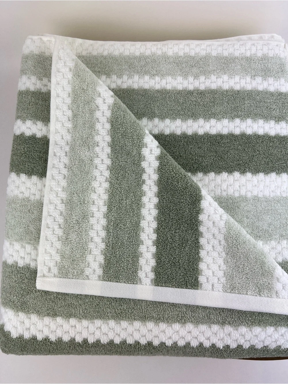 Eco Melange Bath Towels Green White Quick Dry Soft 100% Cotton 2 Pc Set NEW